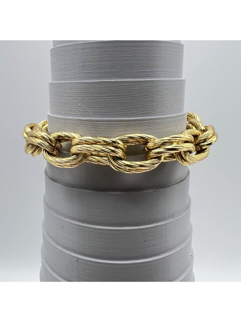 J Crew Gold-Tone Bracelet Textured Chain Double Link Adjustable Classic Stack - Picture 3 of 8